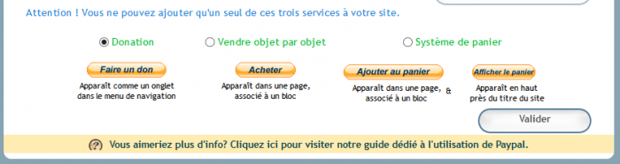 Choisissez le type de service en fonction du type de bouton que vous voulez installer